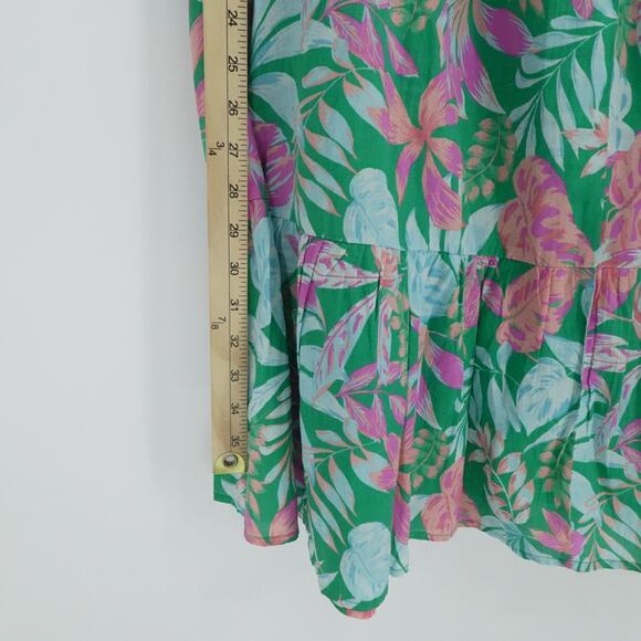 Tropical Ruffle Sundress 2X‎ Off Shoulder Floral Leafy Print Summer Resortwear - Picture 12 of 13